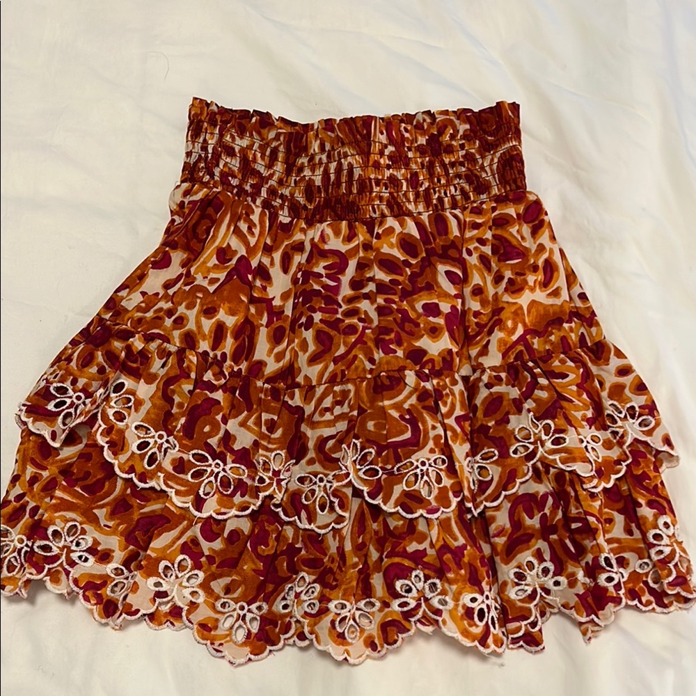 House of Harlow 1960 Brown Smocked Skater Mini Skirt